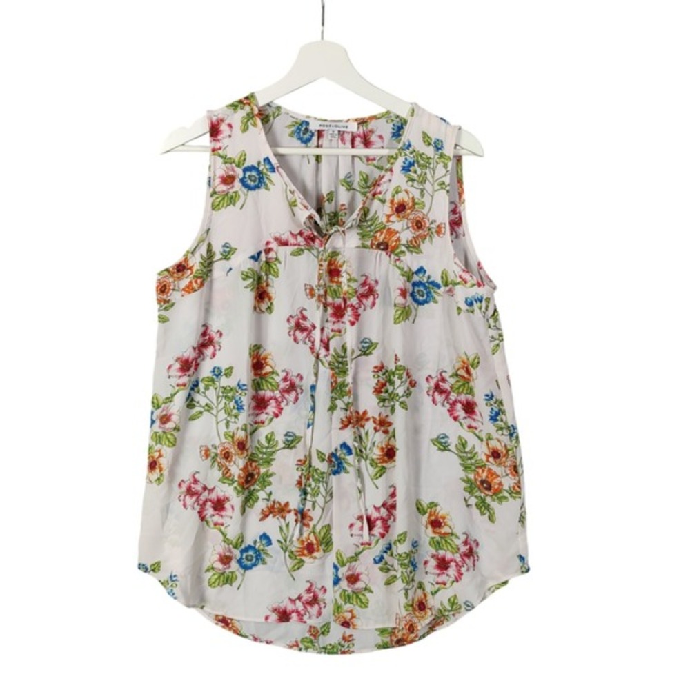 Rose & Olive Floral Sleeveless Top Womens Medium V-Neck Boho Dainty Country